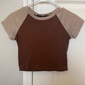 Faded Rose Brown and Tan Crop Top